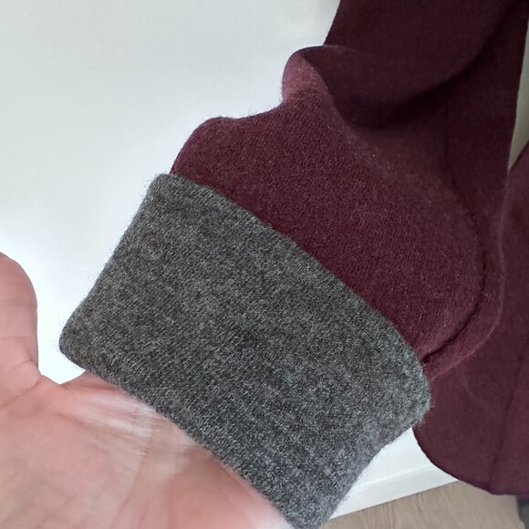 Wool Cardigan Coat Sweater Reversible - Charcoal /Burgundy M-L - Picture 11 of 13
